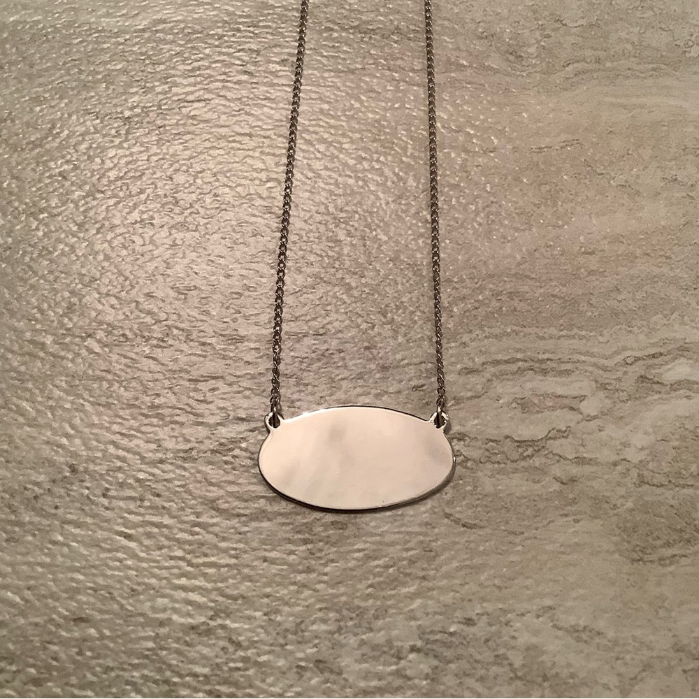 New Vintage Sterling Silver Oval Engravable choker necklace (Alpha)